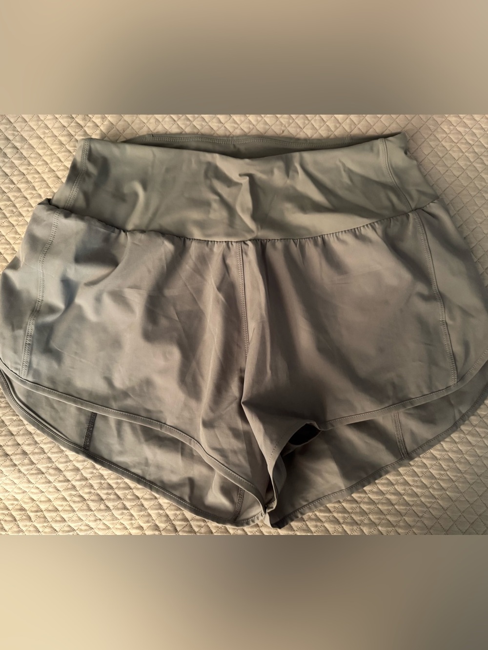 High-Waist Athletic Shorts in Sage Gray